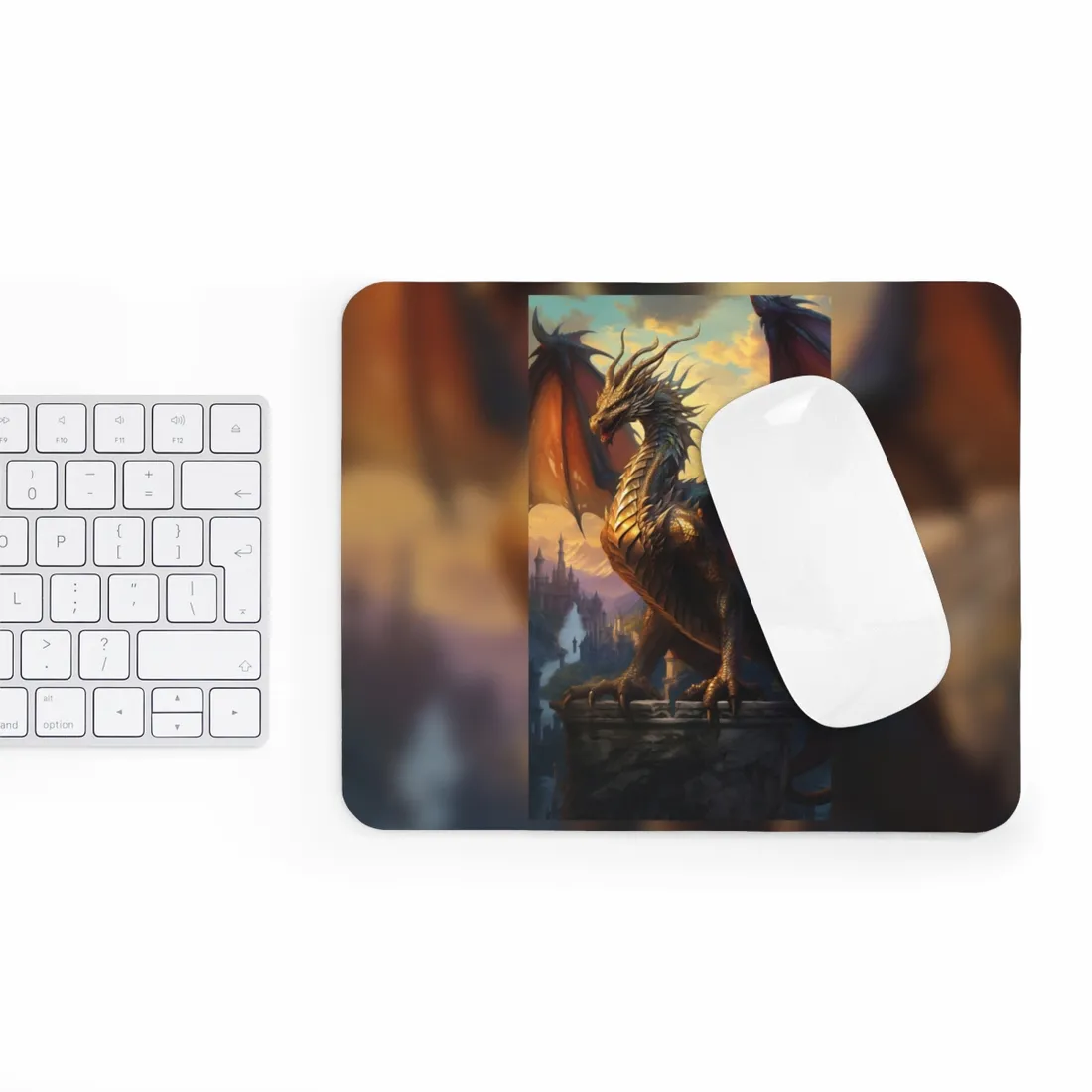 Fantasy Dragon's Intense Lair: Majestic Guardian at Rest - Mouse Pad
