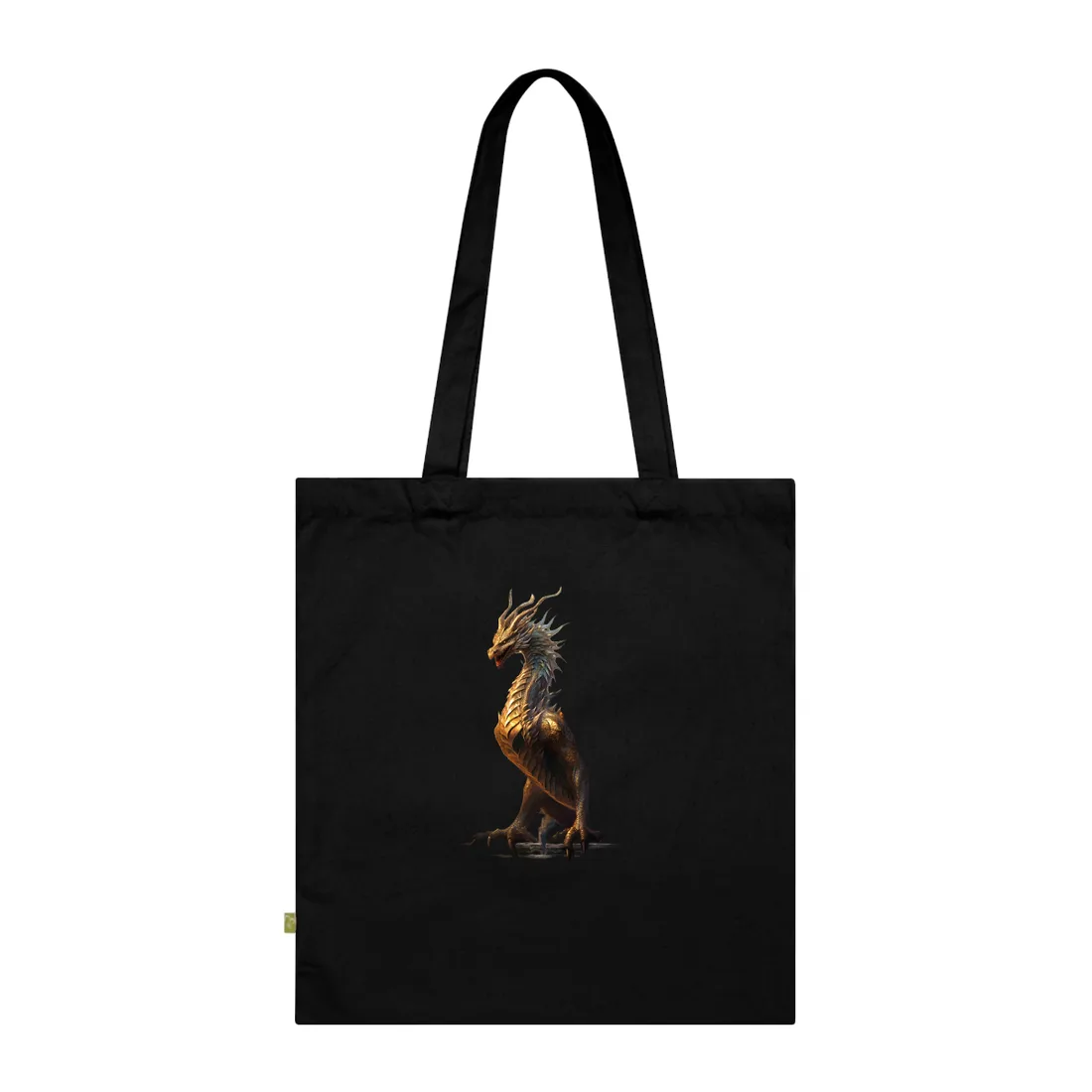 Fantasy Dragon's Intense Lair: Majestic Guardian at Rest - Tote Bag (Black)