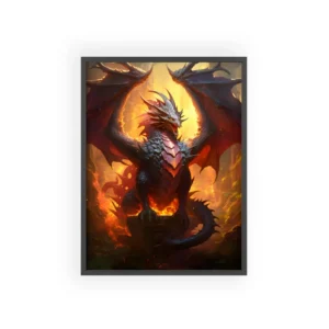 Black Dragon on Pedestal Framed Poster