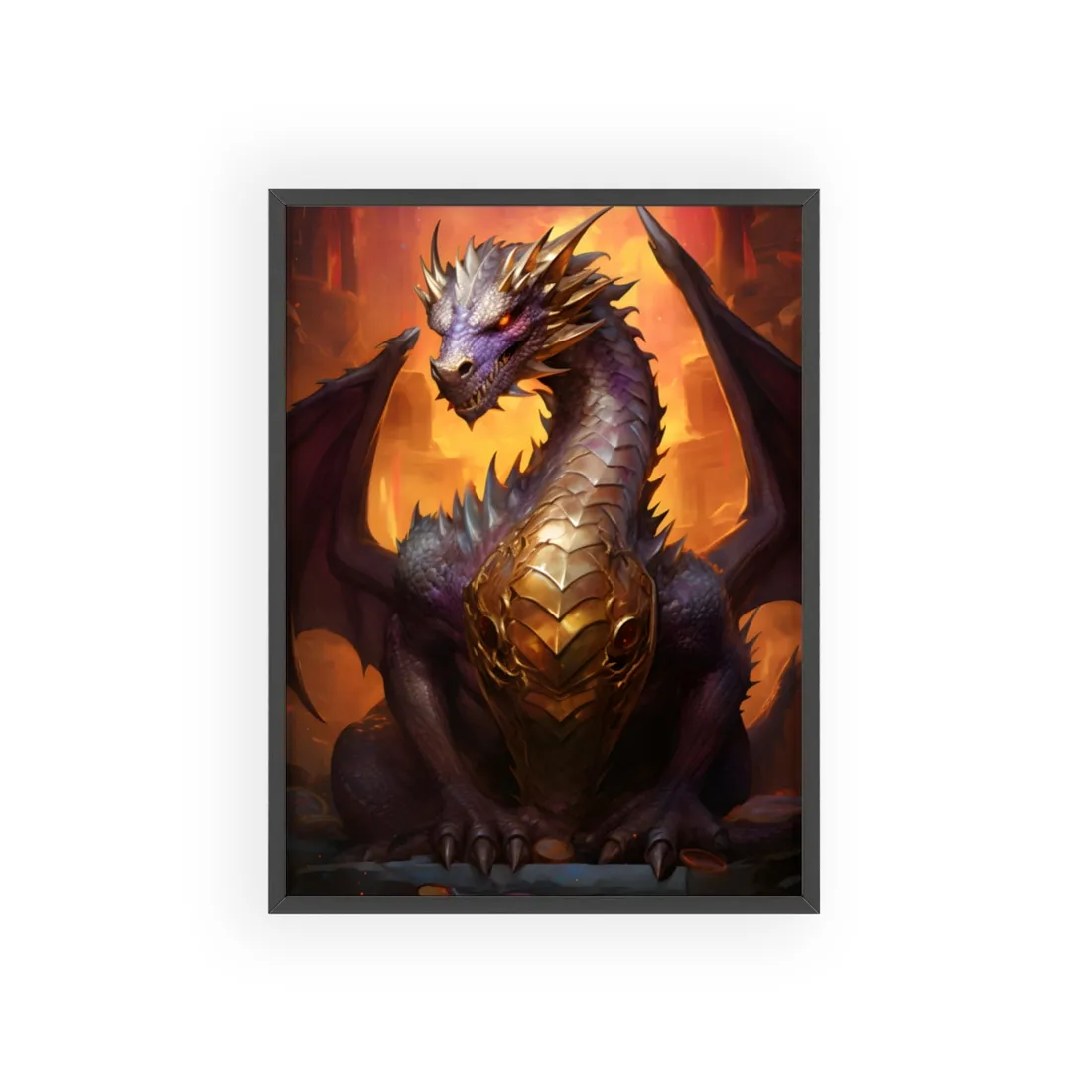 Fantasy Dragon's Treasure: Majestic Guardian - Framed Poster