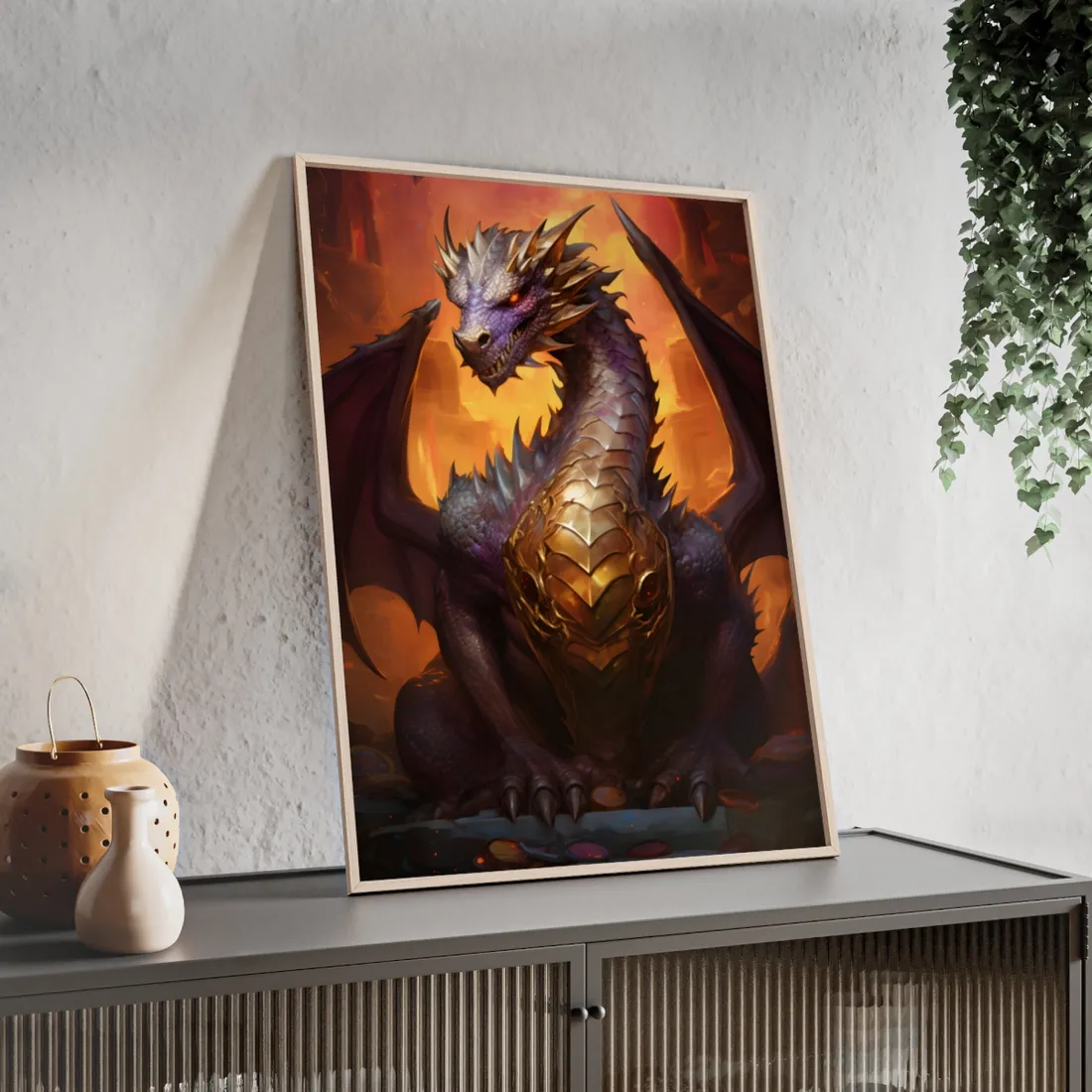 Fantasy Dragon's Treasure: Majestic Guardian - Framed Poster