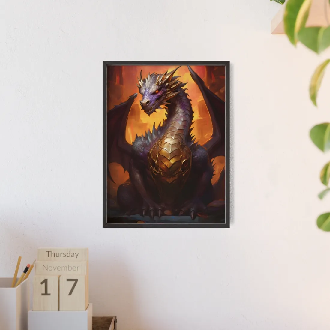 Fantasy Dragon's Treasure: Majestic Guardian - Framed Poster