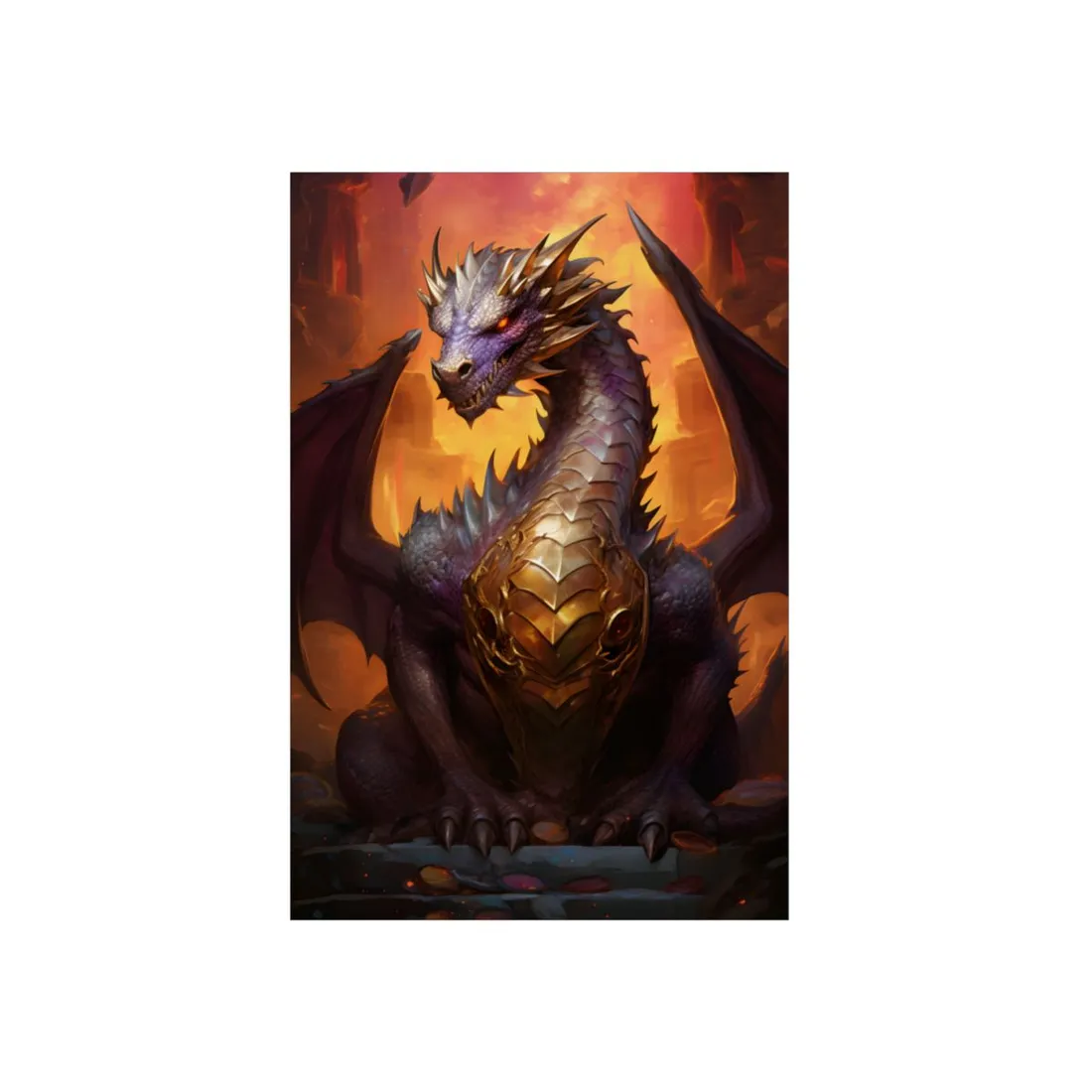 Fantasy Dragon's Treasure: Majestic Guardian - Metal Poster