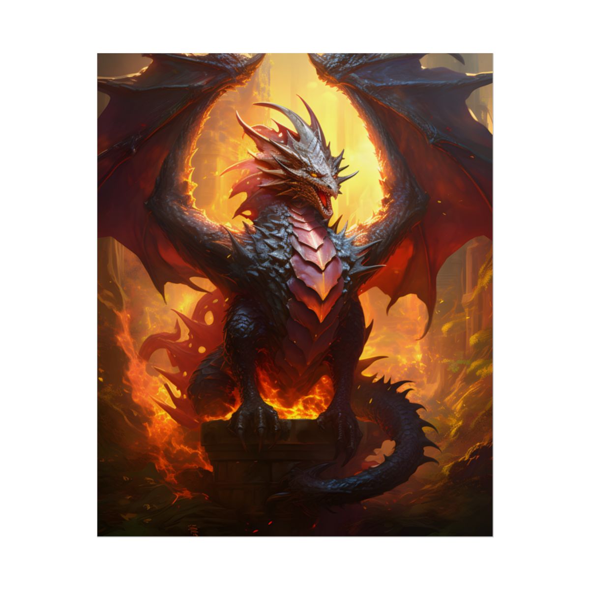 Fantasy Dragon's Treasure Hoard: Ancient Artwork - Poster