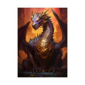 Purple Dragon on Gold Coins Poster