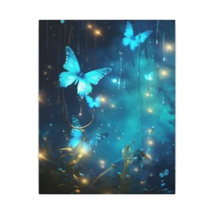 Blue Butterflies at Night Canvas Print