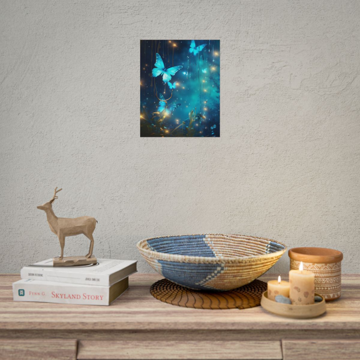 Fantasy Night Forest: Bokeh Glow Digital Artwork - Poster