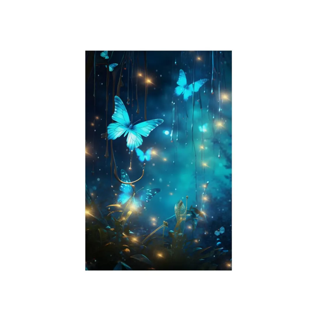 Fantasy Night Forest: Bokeh Glow - Metal Poster