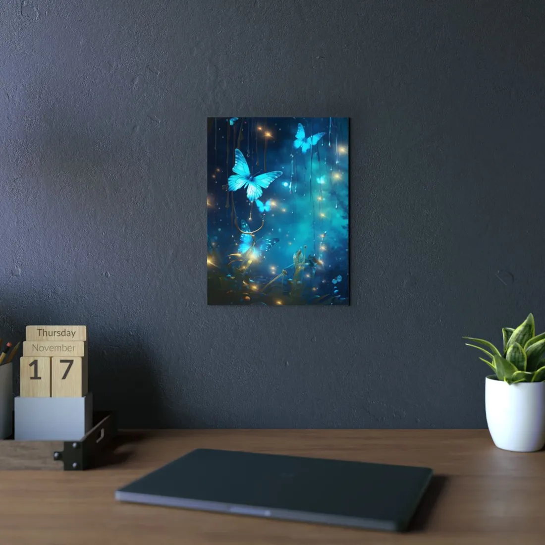Fantasy Night Forest: Bokeh Glow - Metal Poster