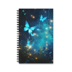 Blue Butterflies at Night Spiral Notebook