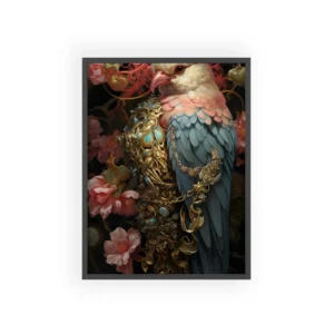 Ornate Pink Crested Bird Framed Poster