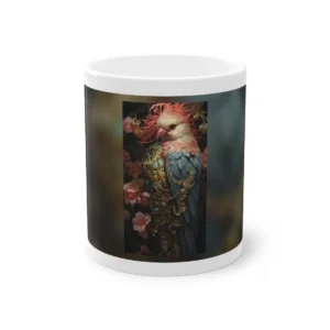 Ornate Pink Crested Bird Mug
