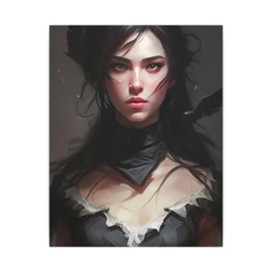 Woman with Black Hair Canvas Print