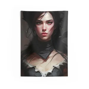 Woman with Black Hair Wall Tapestry