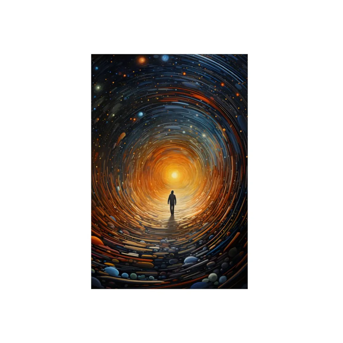Fiery Portal Silhouette: Cosmic Doorway - Metal Poster