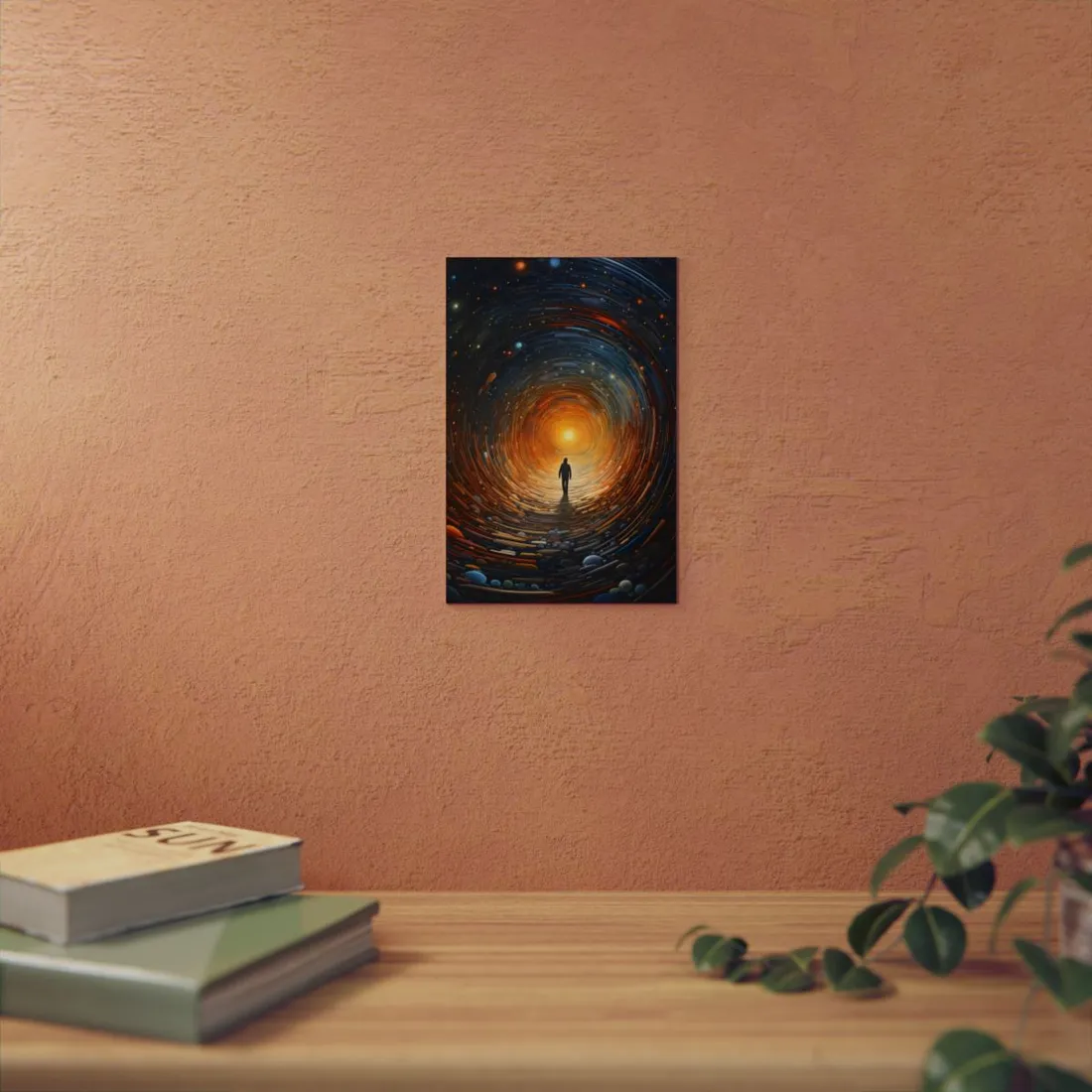Fiery Portal Silhouette: Cosmic Doorway - Metal Poster