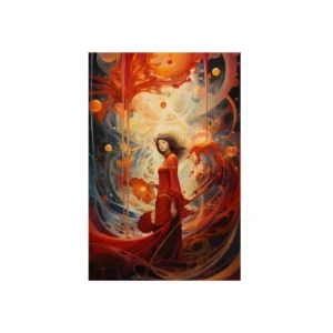 Woman Under Orange Sun Metal Poster