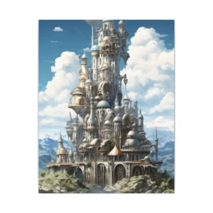 White Fantasy Castle over Water Canvas Print