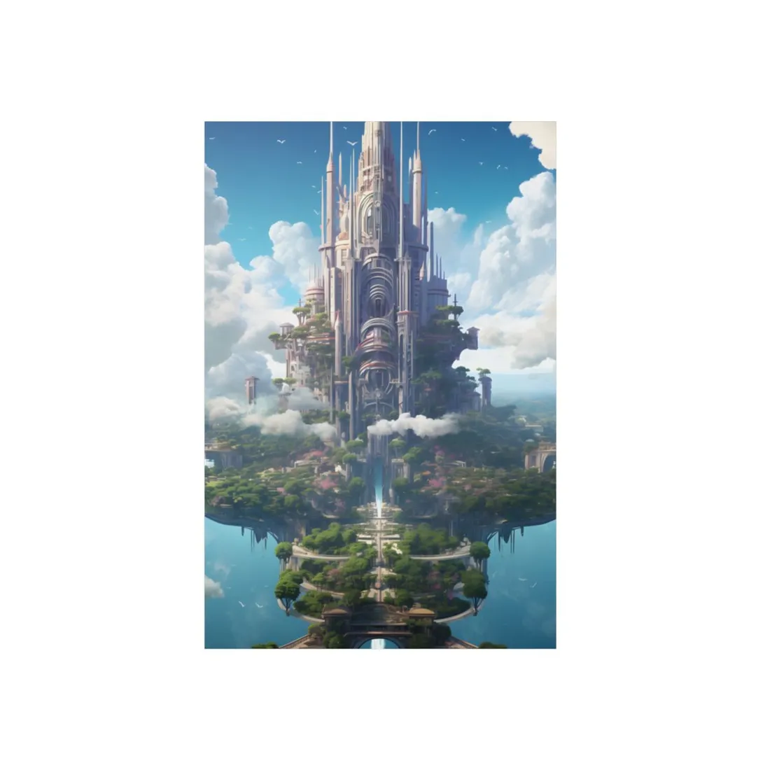 Floating City Dreamscape: Urban Harmony - Metal Poster