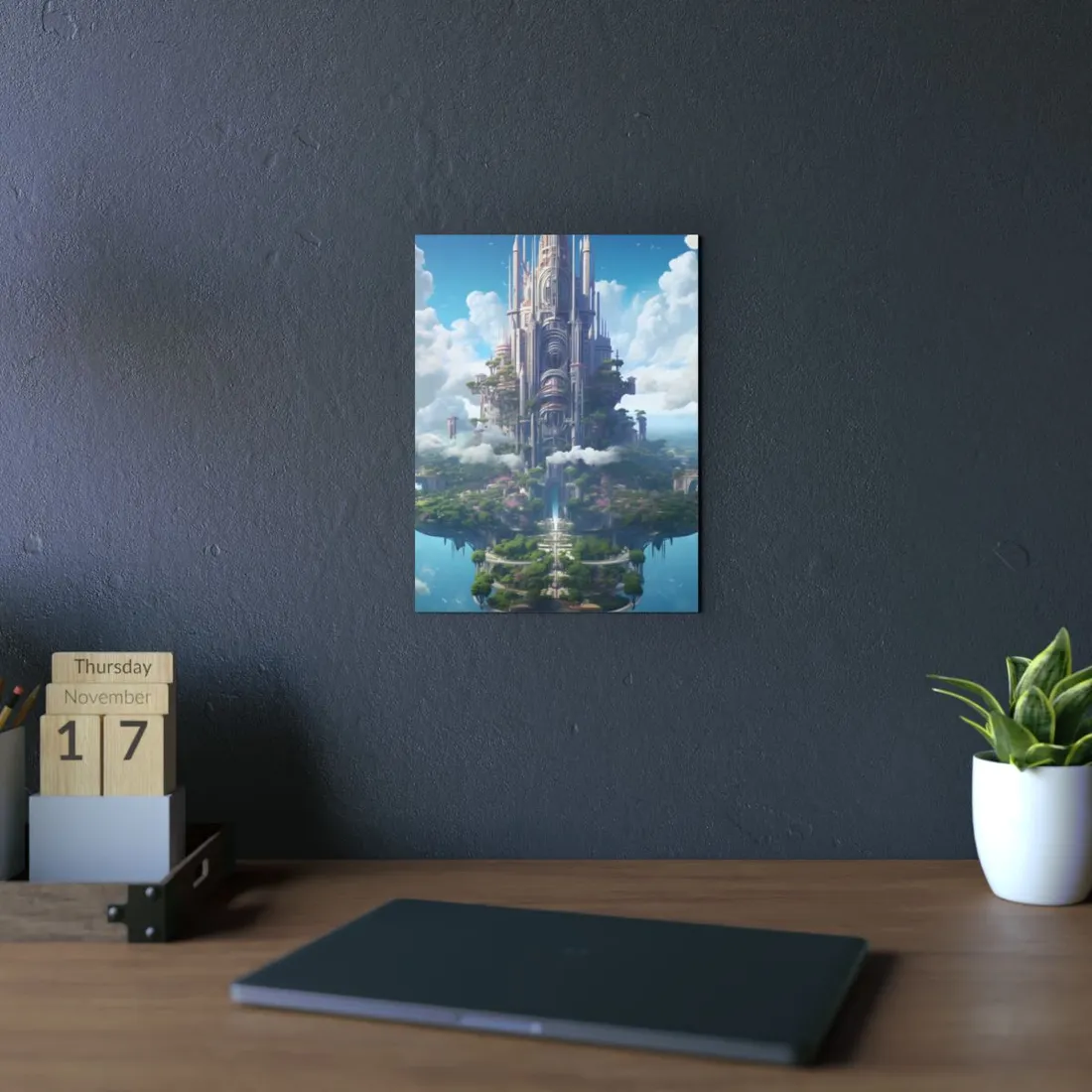 Floating City Dreamscape: Urban Harmony - Metal Poster