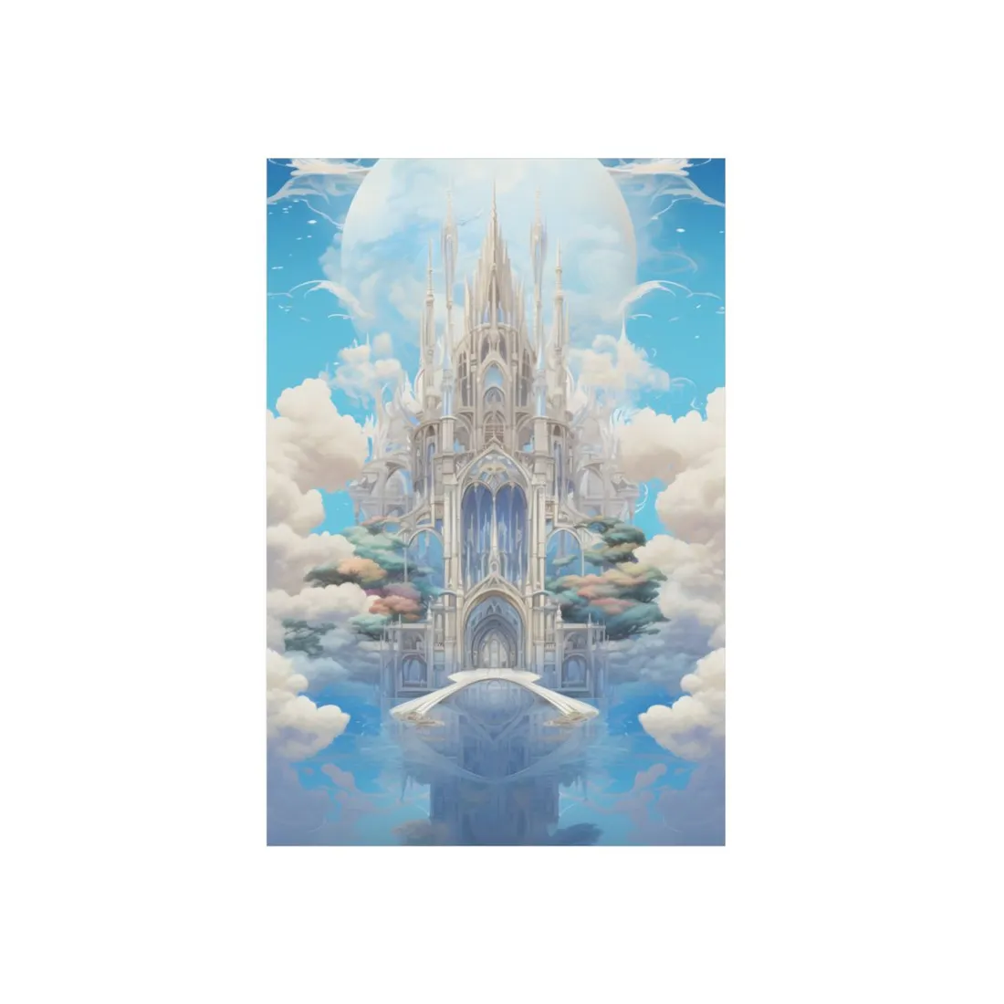 Floating City in Celestial Clouds: Fantasy - Metal Poster