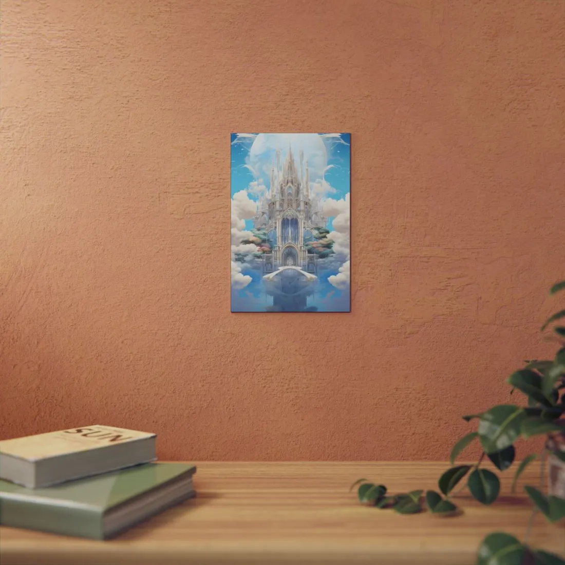 Floating City in Celestial Clouds: Fantasy - Metal Poster