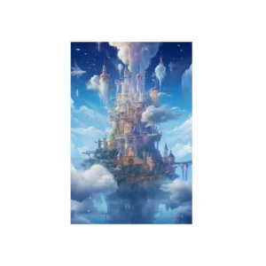 Floating Castle City in Clouds Metal Poster