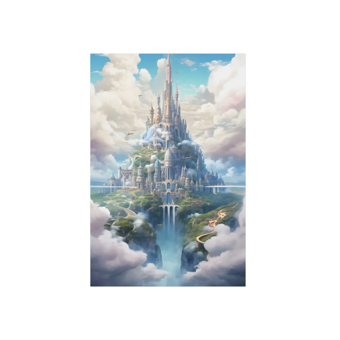 Floating City in Celestial Fantasy Realm: Whimsical - Metal Poster