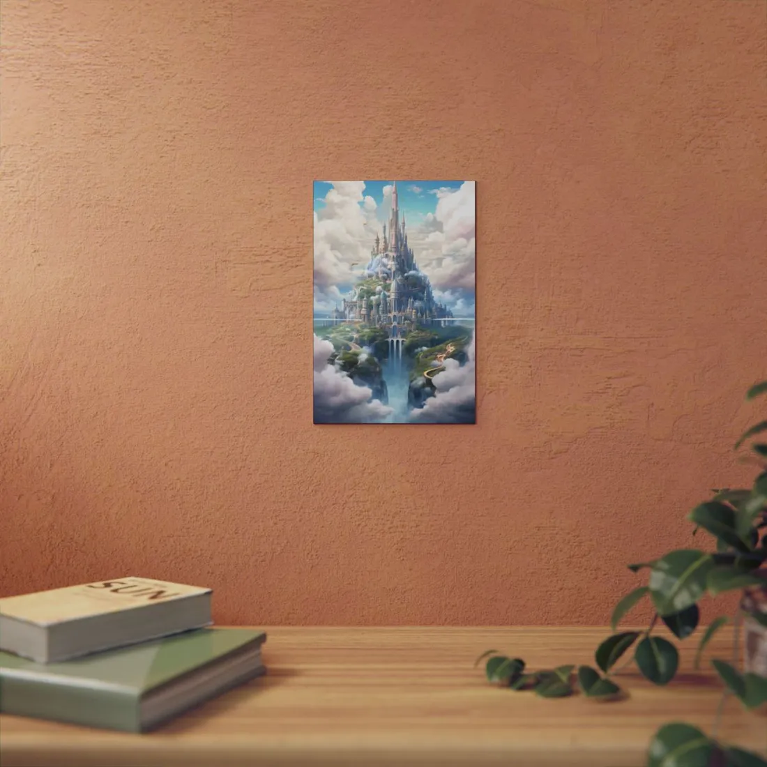 Floating City in Celestial Fantasy Realm: Whimsical - Metal Poster