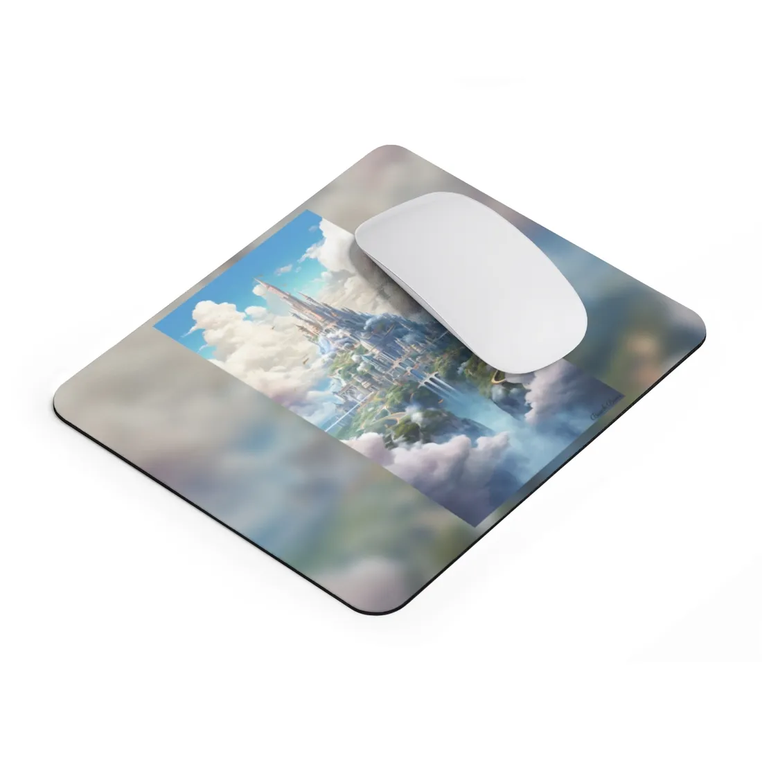 Floating City in Celestial Fantasy Realm: Whimsical - Mouse Pad