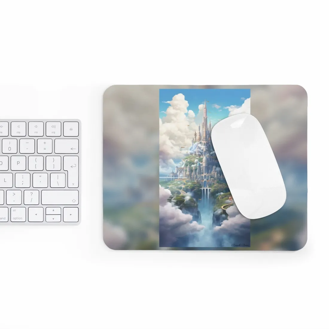 Floating City in Celestial Fantasy Realm: Whimsical - Mouse Pad