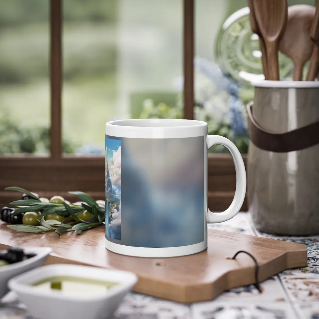 Floating City in Celestial Fantasy Realm: Whimsical - Mug