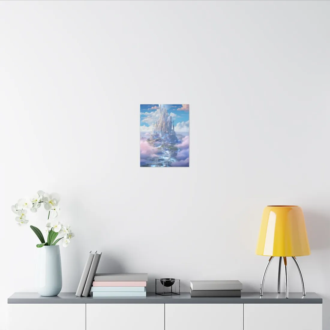Floating City in Celestial Realm: Serene Fantasy - Canvas