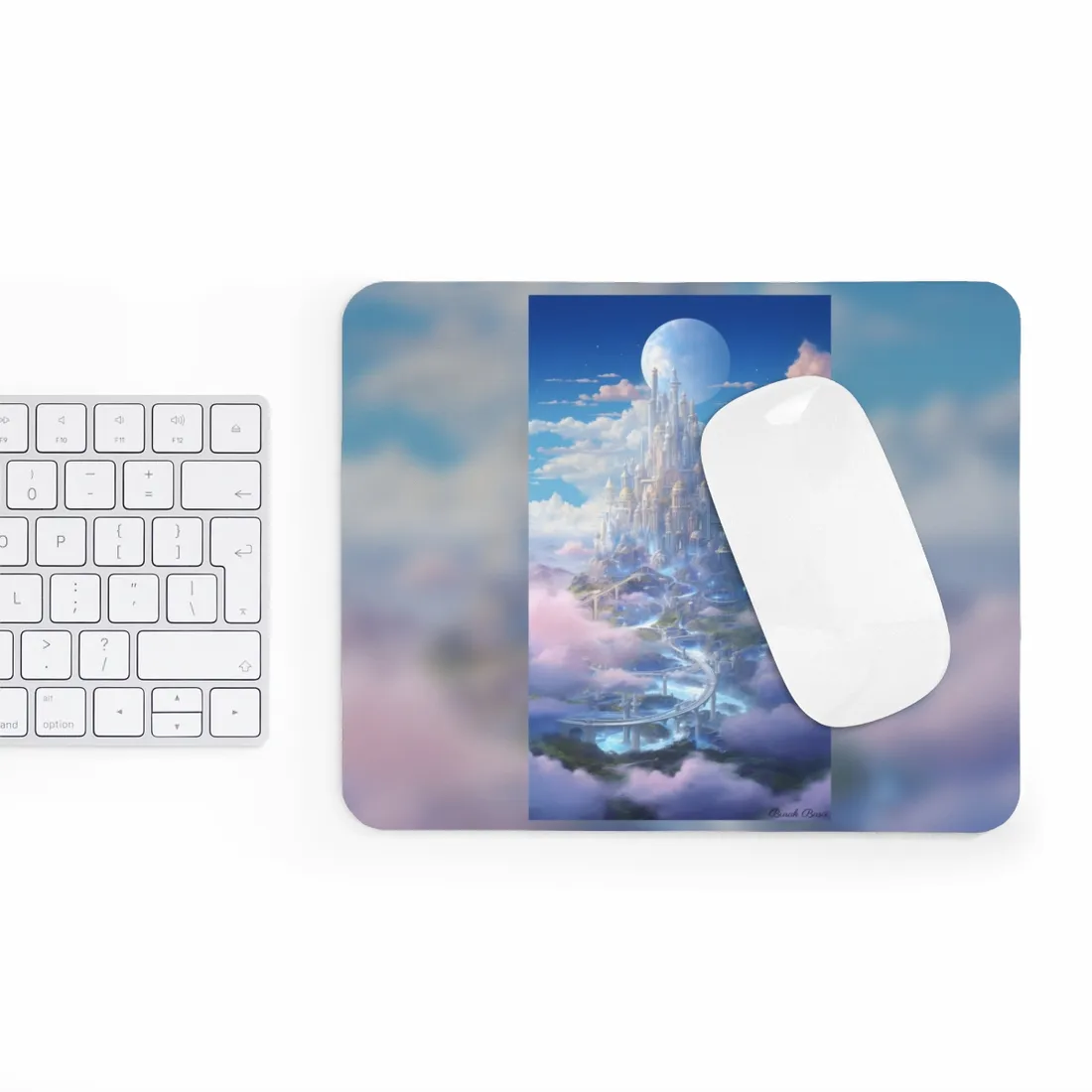 Floating City in Celestial Realm: Serene Fantasy - Mouse Pad