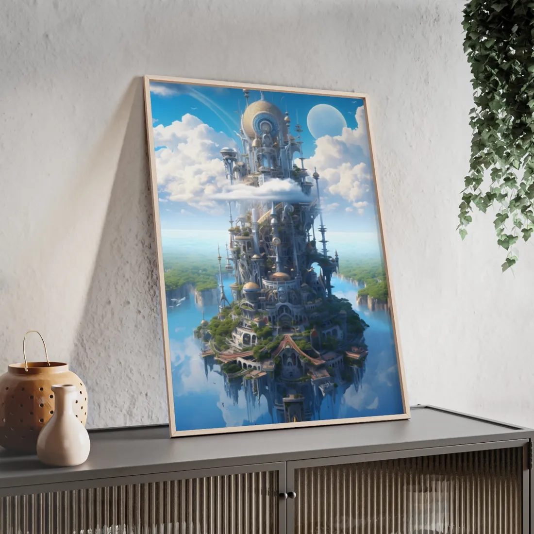 Floating City of Columbia: Breathtaking Aerial View - Framed Poster