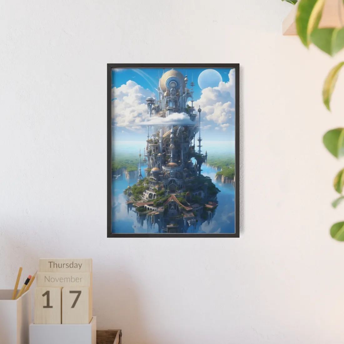Floating City of Columbia: Breathtaking Aerial View - Framed Poster