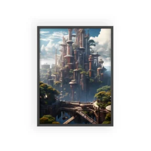 Futuristic City with Spires Framed Poster