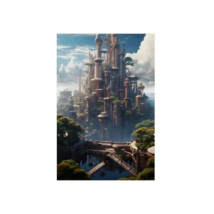 Futuristic City with Spires Metal Poster