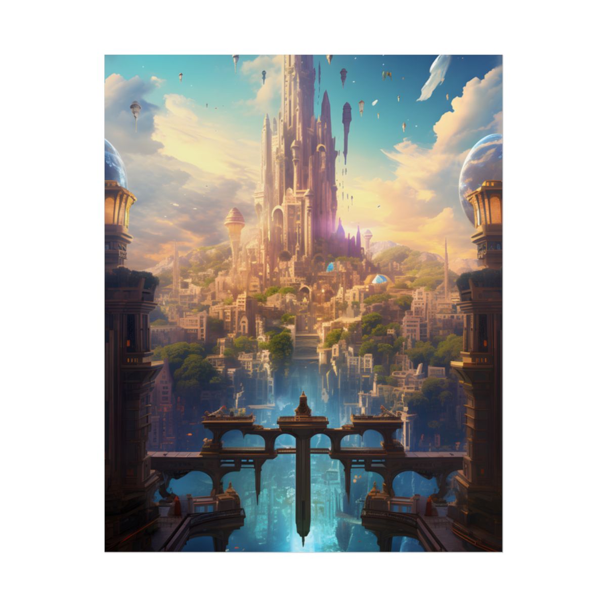 Floating Columbia: Breathtaking Serene Cityscape Artwork - Poster