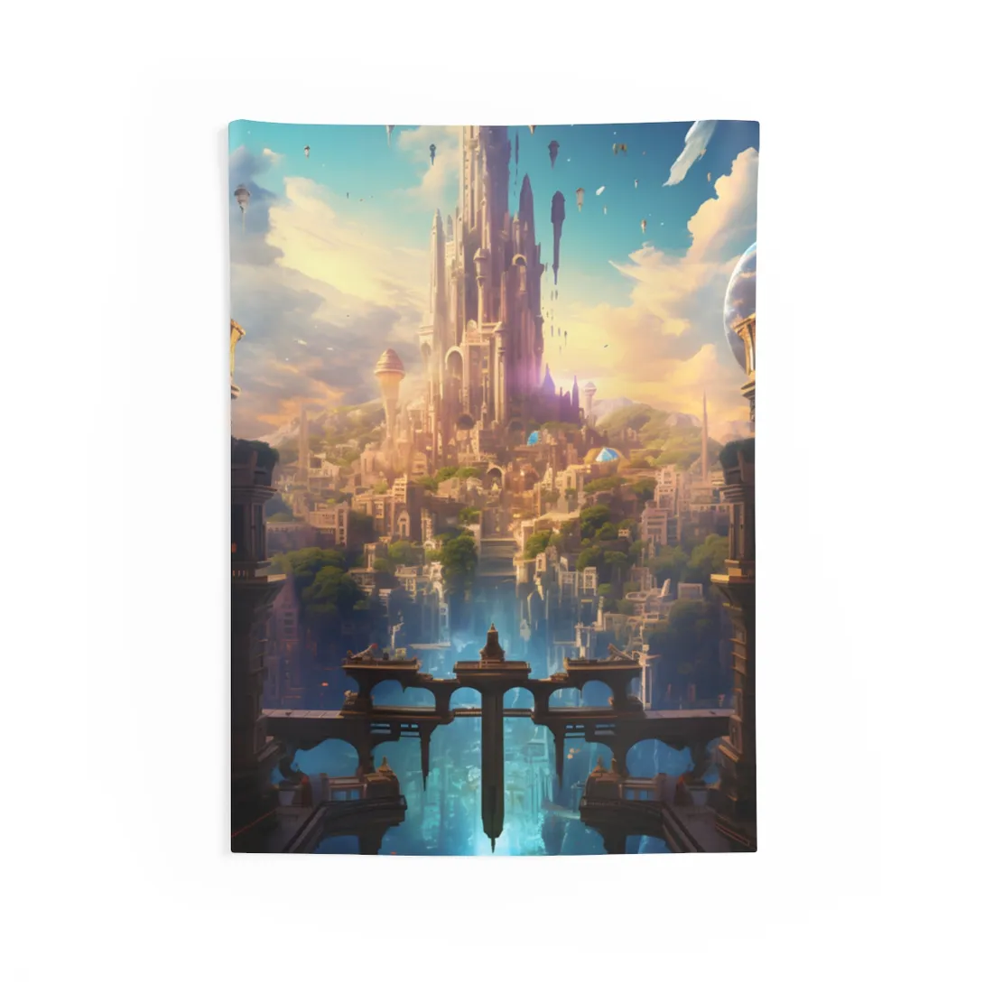 Floating Columbia: Breathtaking Serene Cityscape - Wall Tapestry