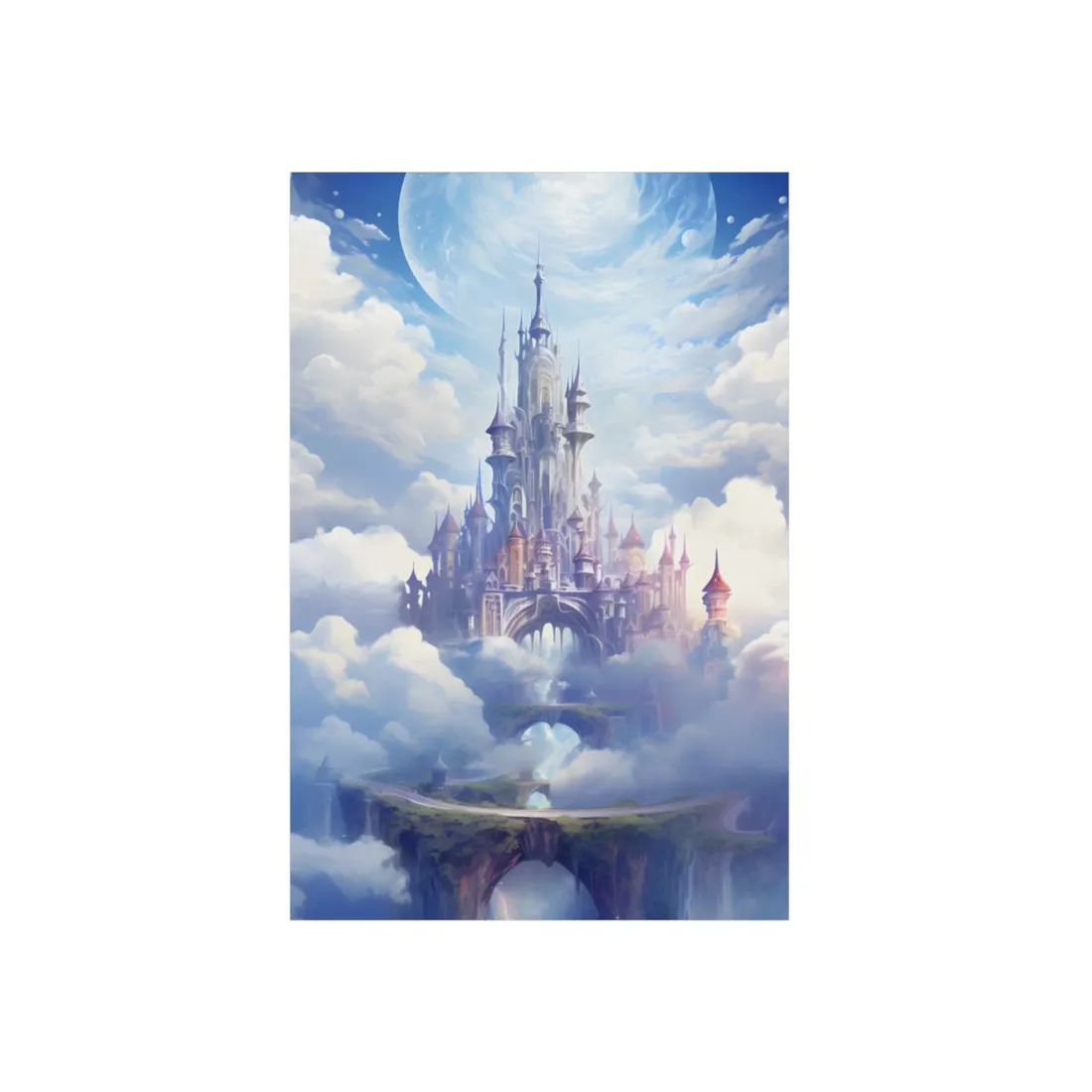 Floating Fantasy City: Celestial Digital Art - Metal Poster