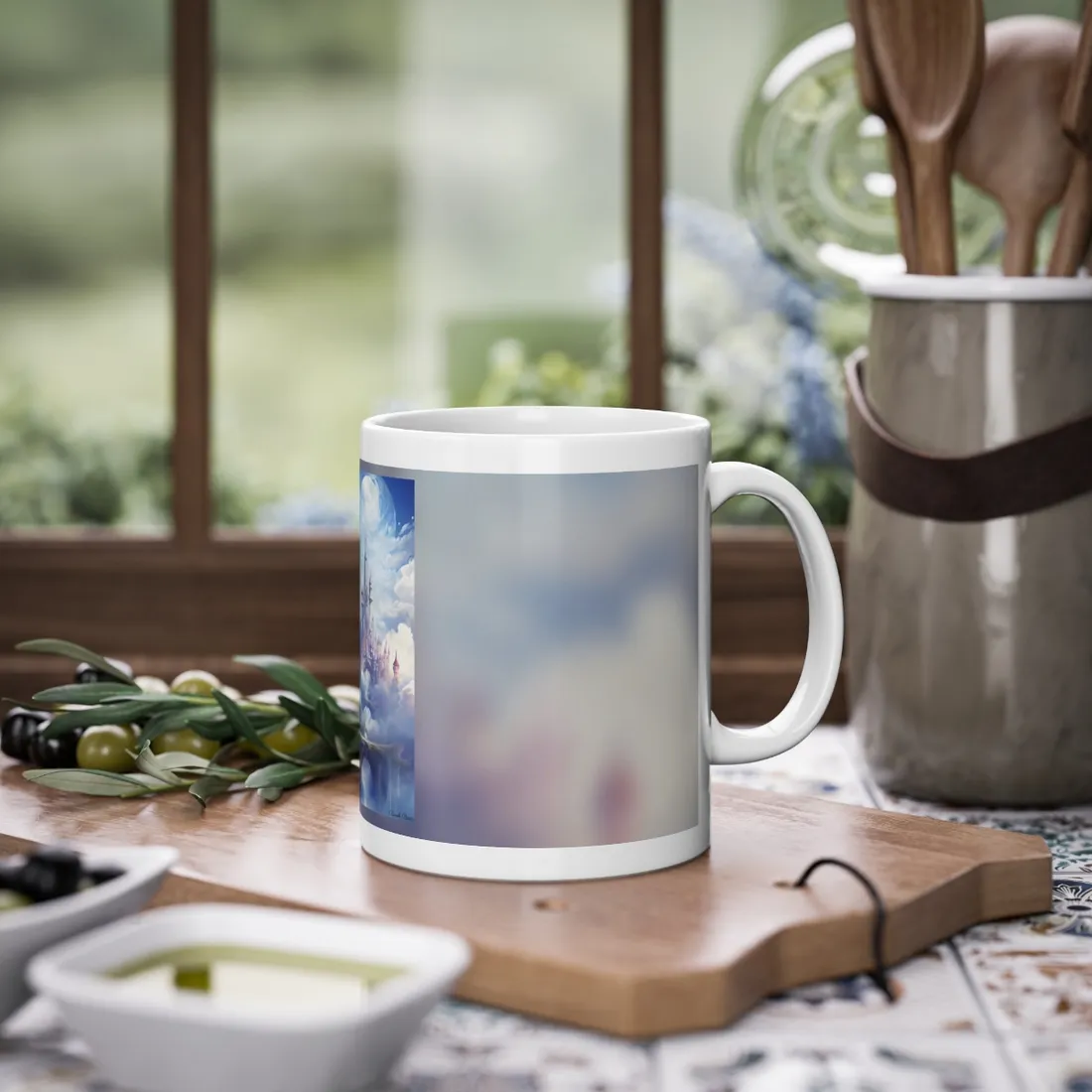 Floating Fantasy City: Celestial Digital Art - Mug