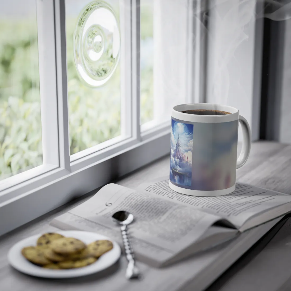 Floating Fantasy City: Celestial Digital Art - Mug