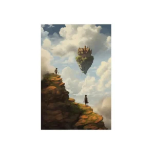 Floating House Above Cliff Metal Poster