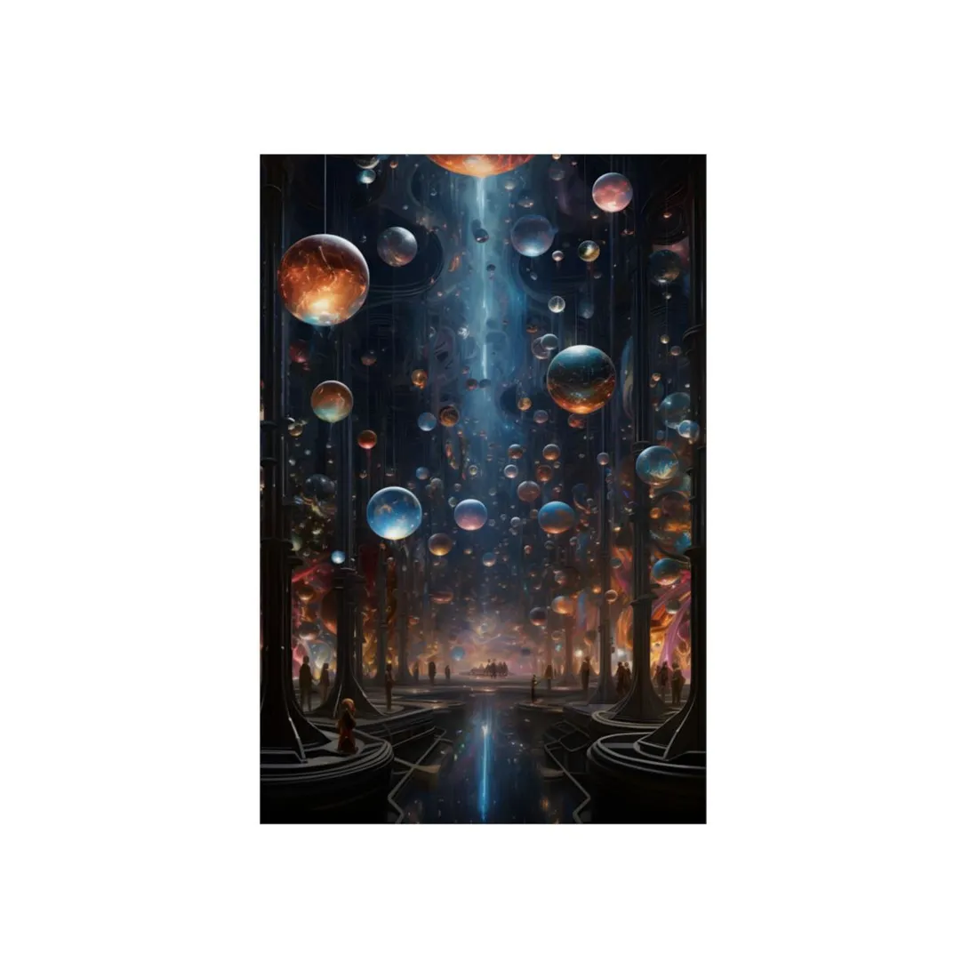Floating Orb Field: Abstract Bubble Dreamscape - Metal Poster