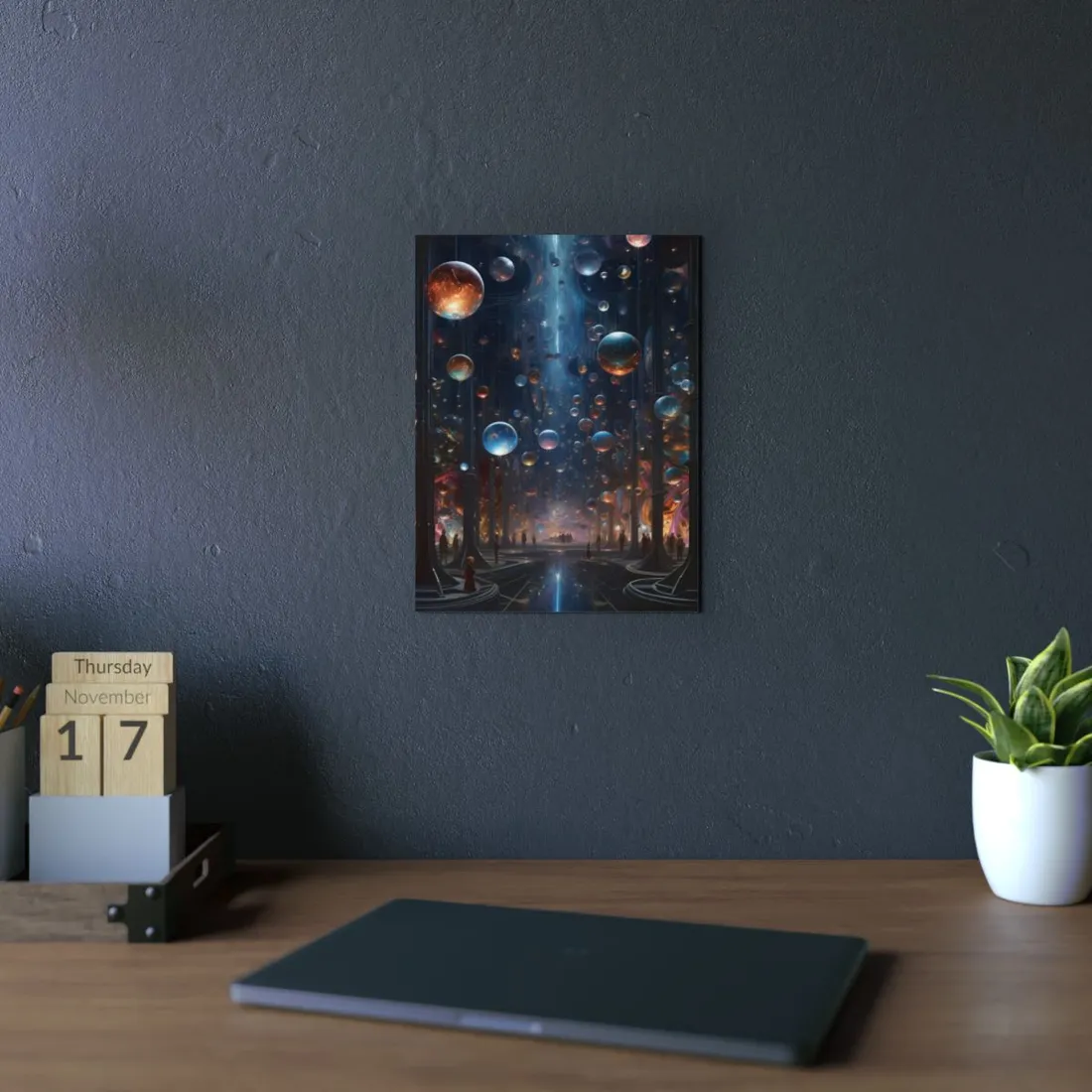 Floating Orb Field: Abstract Bubble Dreamscape - Metal Poster