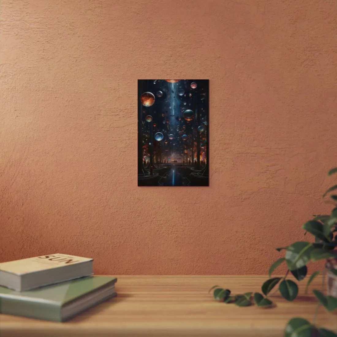Floating Orb Field: Abstract Bubble Dreamscape - Metal Poster