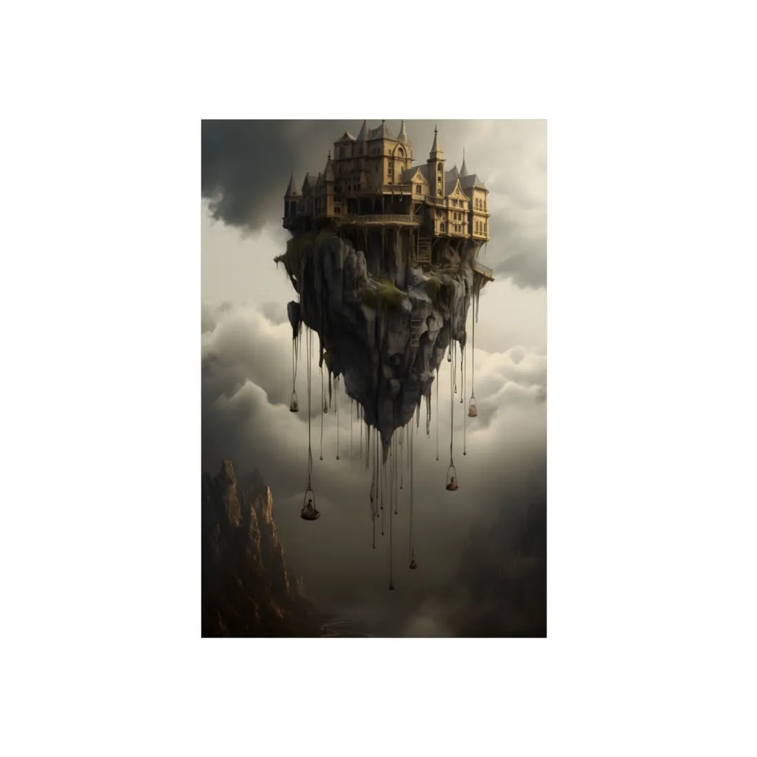 Floating Peak: Island Fortress in the Clouds - Metal Poster