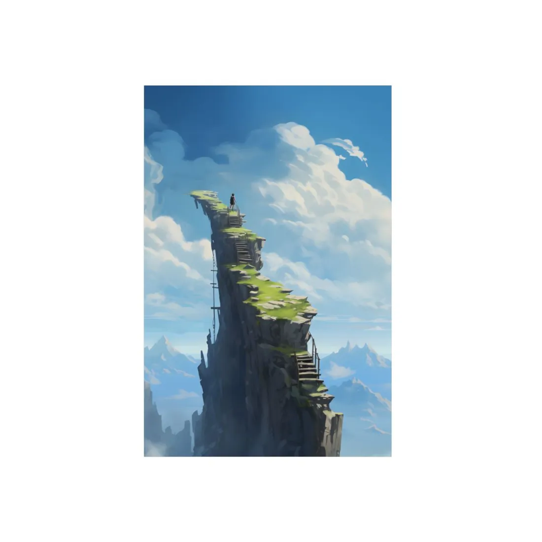 Floating Rock Staircase: Fantasy Sky Pinnacle - Metal Poster