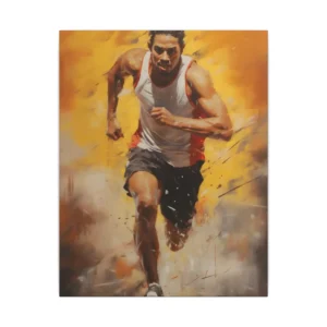 Sprinter Against Golden Burst Canvas Print